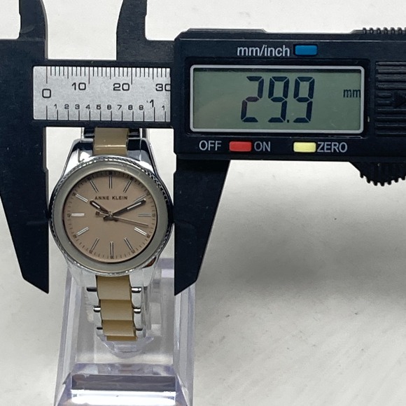 Anne Klein Watch Women 30mm Silver Tone Beige Resin WR 30M New Battery 6.5" - Picture 10 of 16